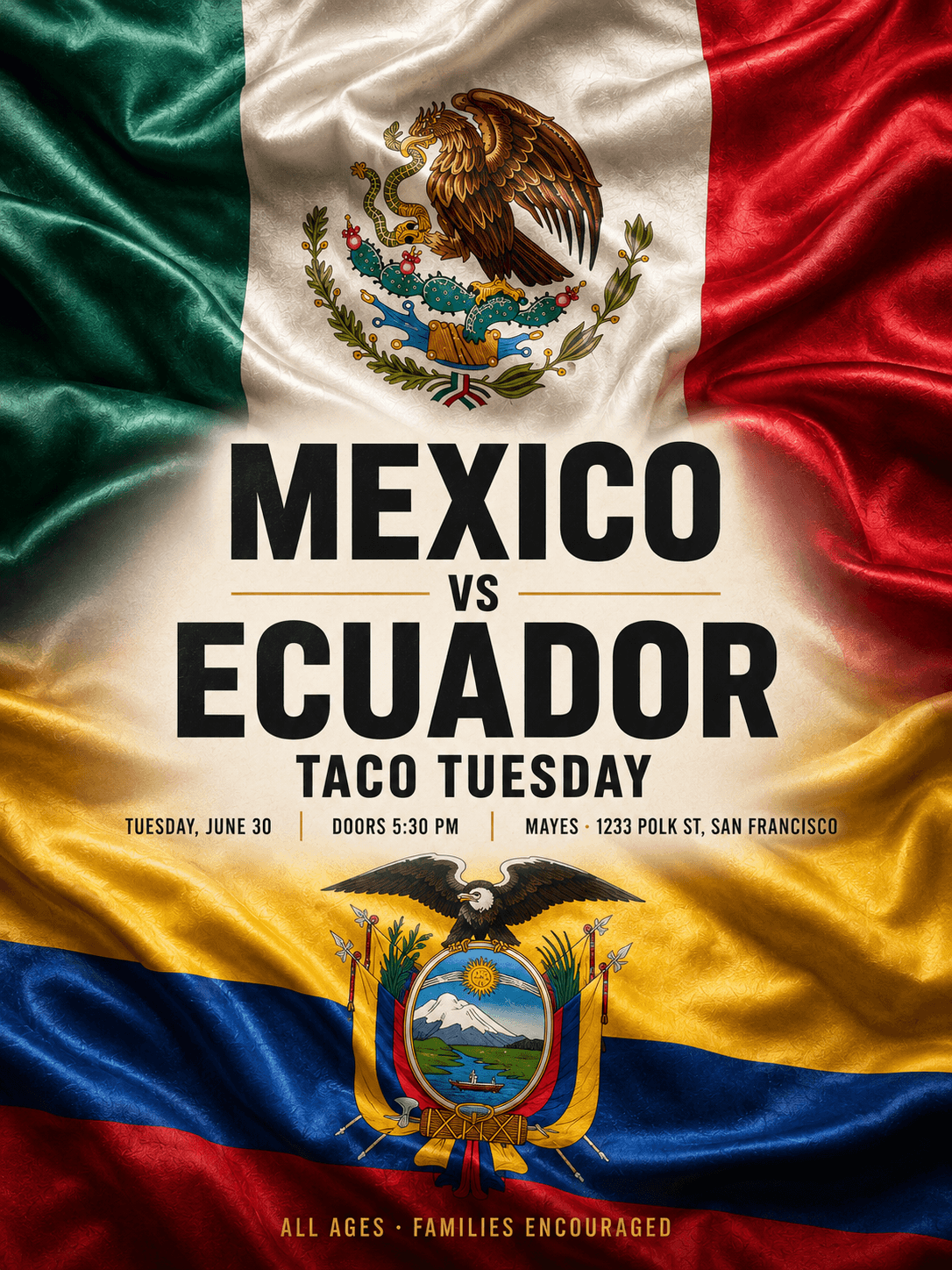 Mexico vs Ecuador Taco Tues Watch Party @ Mayes San Francisco