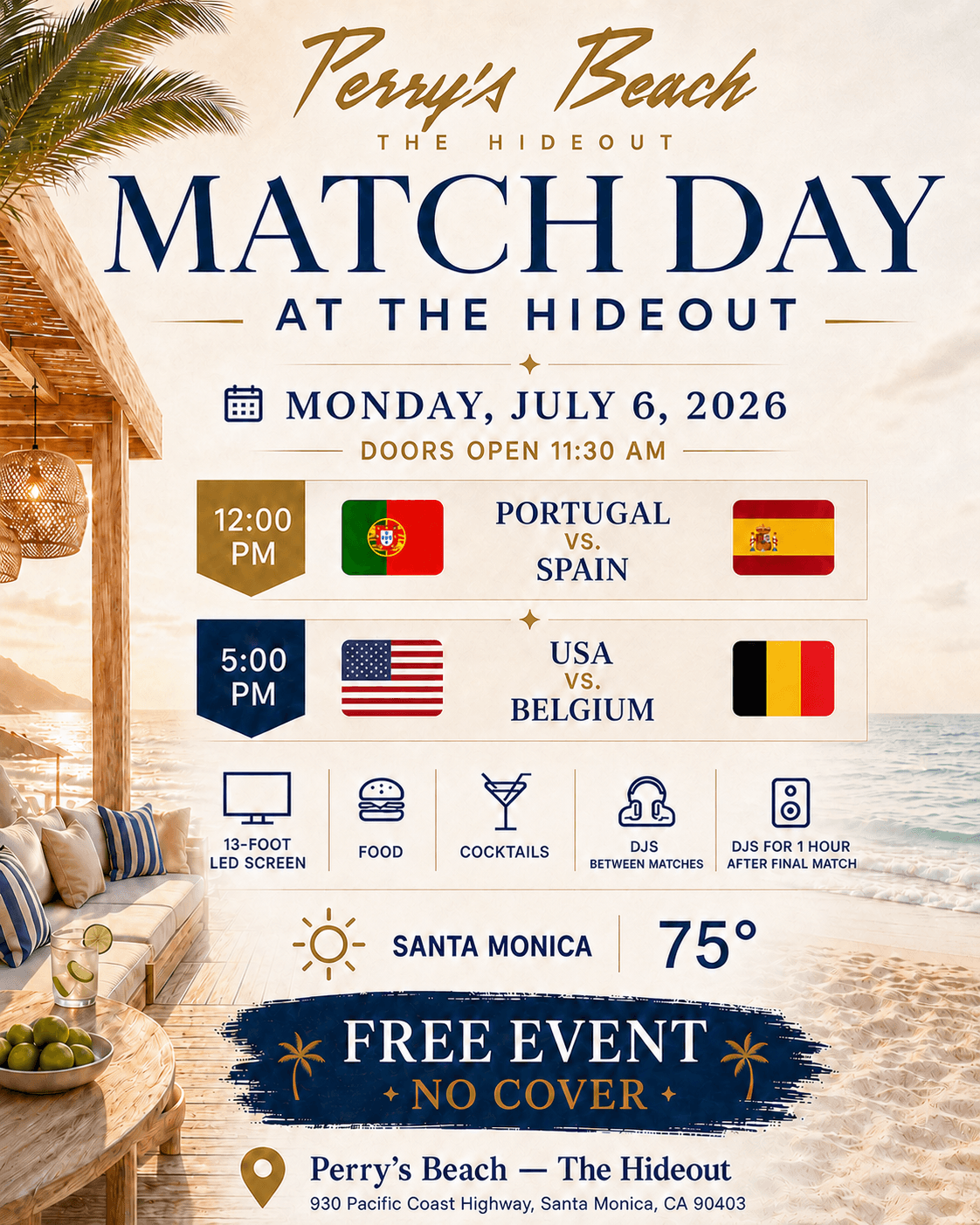 Beachside Kickoff @ Perry’s Beach • Mon, July 6th