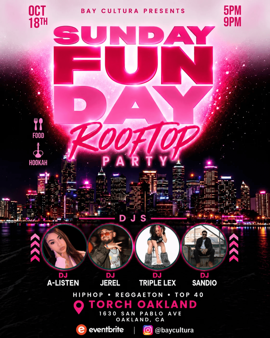 SUNDAY ROOFTOP PARTY | HIPHOP RNB REGGAETON | TORCH OAKLAND | HOOKAH