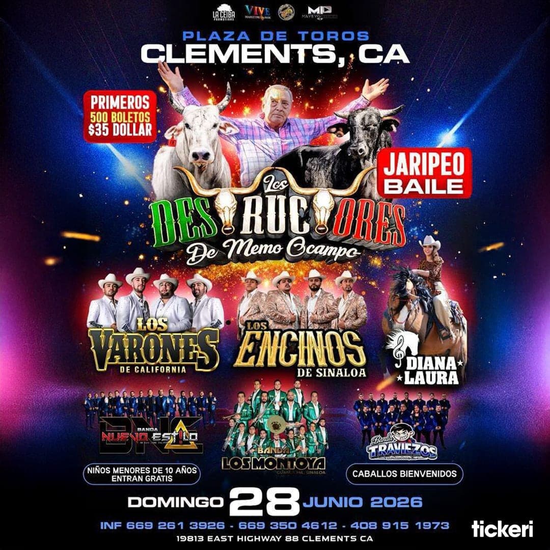 Los Destructores de Memo Ochoa & los Varones de California y muchos mas en concierto