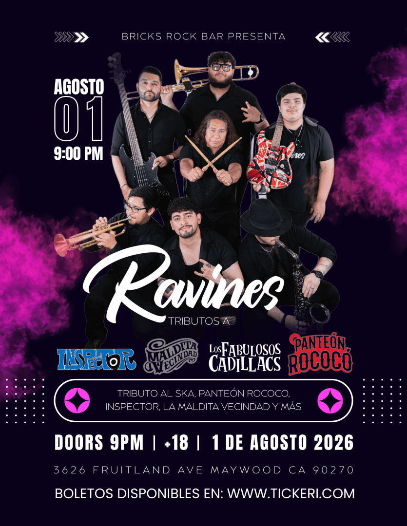TRIBUTO AL SKA EN VIVO: DESDE ARIZONA, RAVINES TOCANDO LO MEJOR DE: INSPECTOR, MALDITA VECINDAD, PANTEÓN Y MÁS