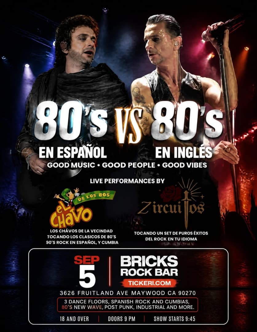 80’s EN ESPAÑOL VS 80’s EN INGLES CON DOS BANDAS EN VIVO