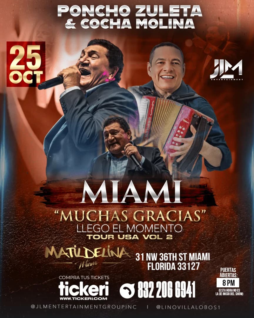 Poncho Zuleta & Cocha Molina en Concierto en Miami