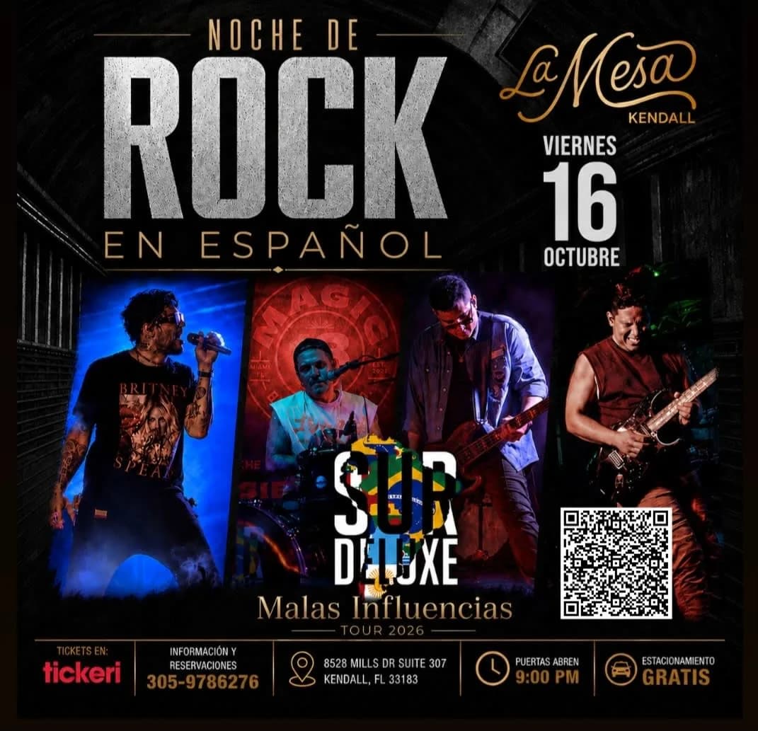 NOCHE DE ROCK EN ESPAÑOL EN KENDALL FL. con SurDeluxe. Un homenaje a los Grandes Clásicos de los 80's 90's y 00's