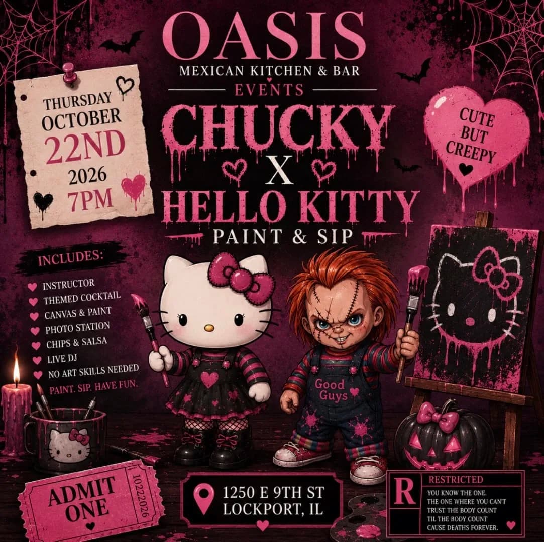 Chucky X Hello Kitty Paint & Sip