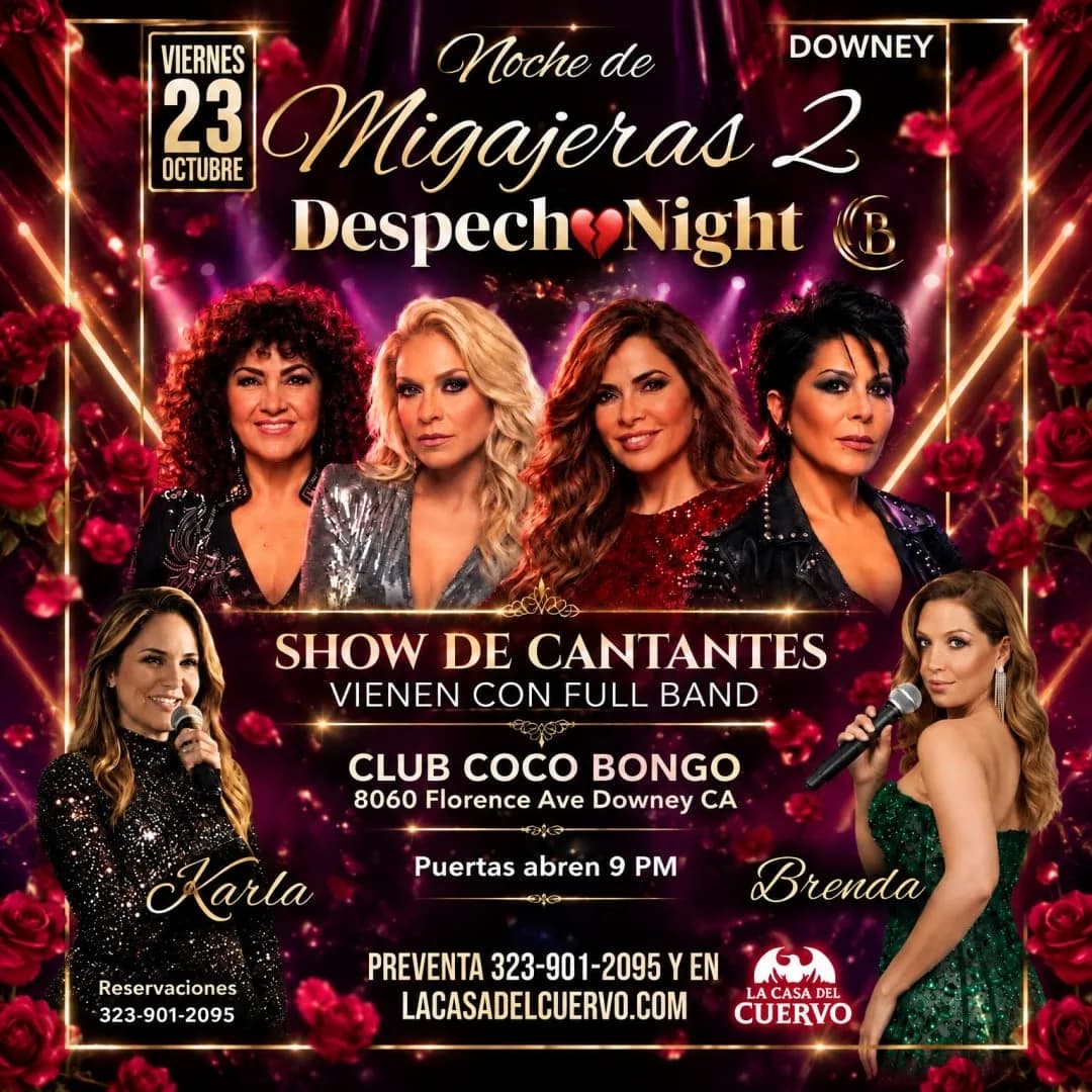 Noche de Migajeras 2. Despecho Night. Show De Cantantes Con Full Band En Downey