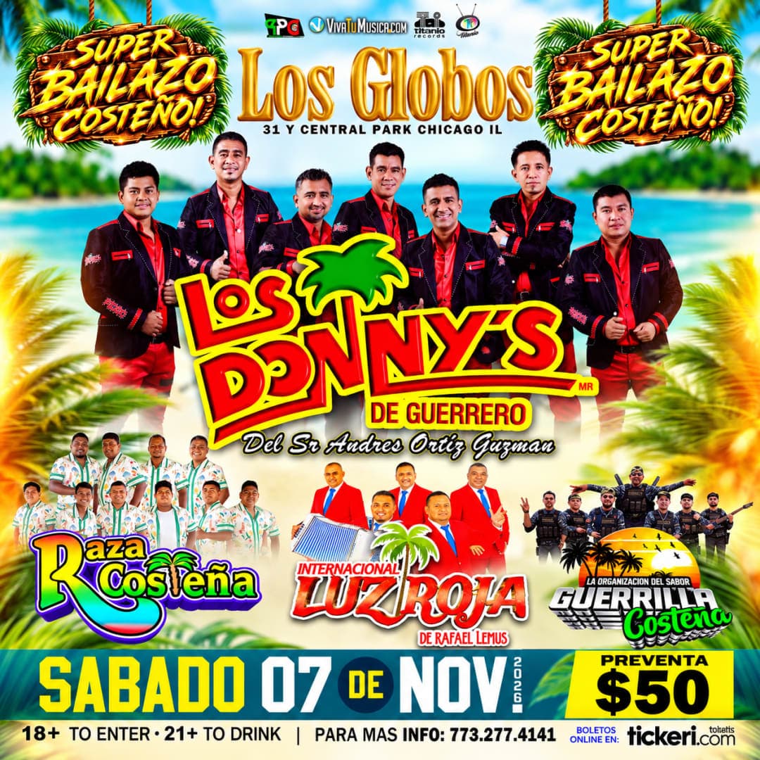 Súper Bailazo Costeño – Los Donnys de Guerrero, Raza Costeña, Internacional Luz Roja & Guerrilla Costeña en Chicago