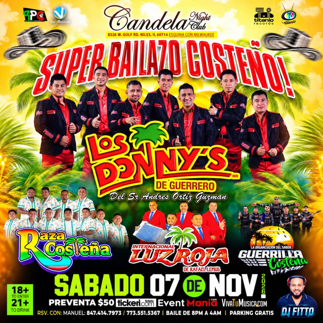 Súper Bailazo Costeño – Los Donnys de Guerrero, Raza Costeña, Internacional Luz Roja & Guerrilla Costeña en Niles