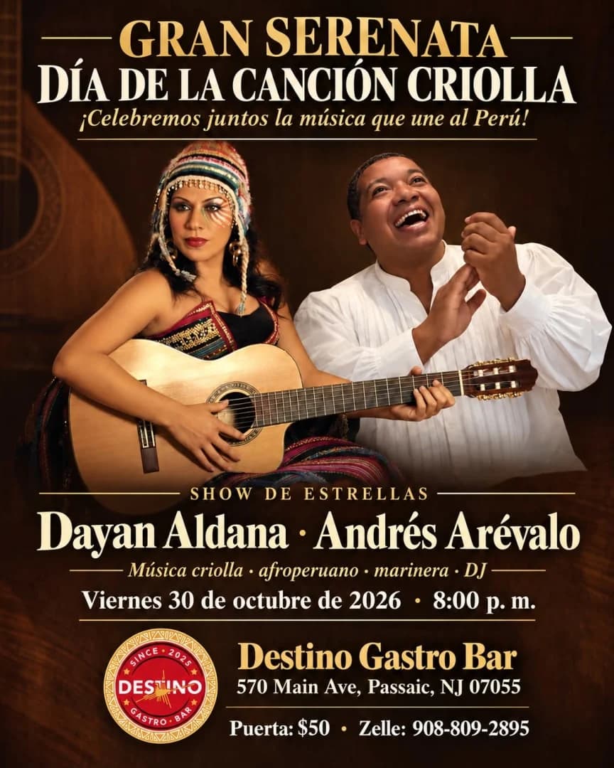 VIERNES 30 DE OCTUBRE - 2 Tickets x $80 ¡GRAN SERENATA POR EL DÍA DE LA CANCIÓN CRIOLLA! 🇵🇪🎶