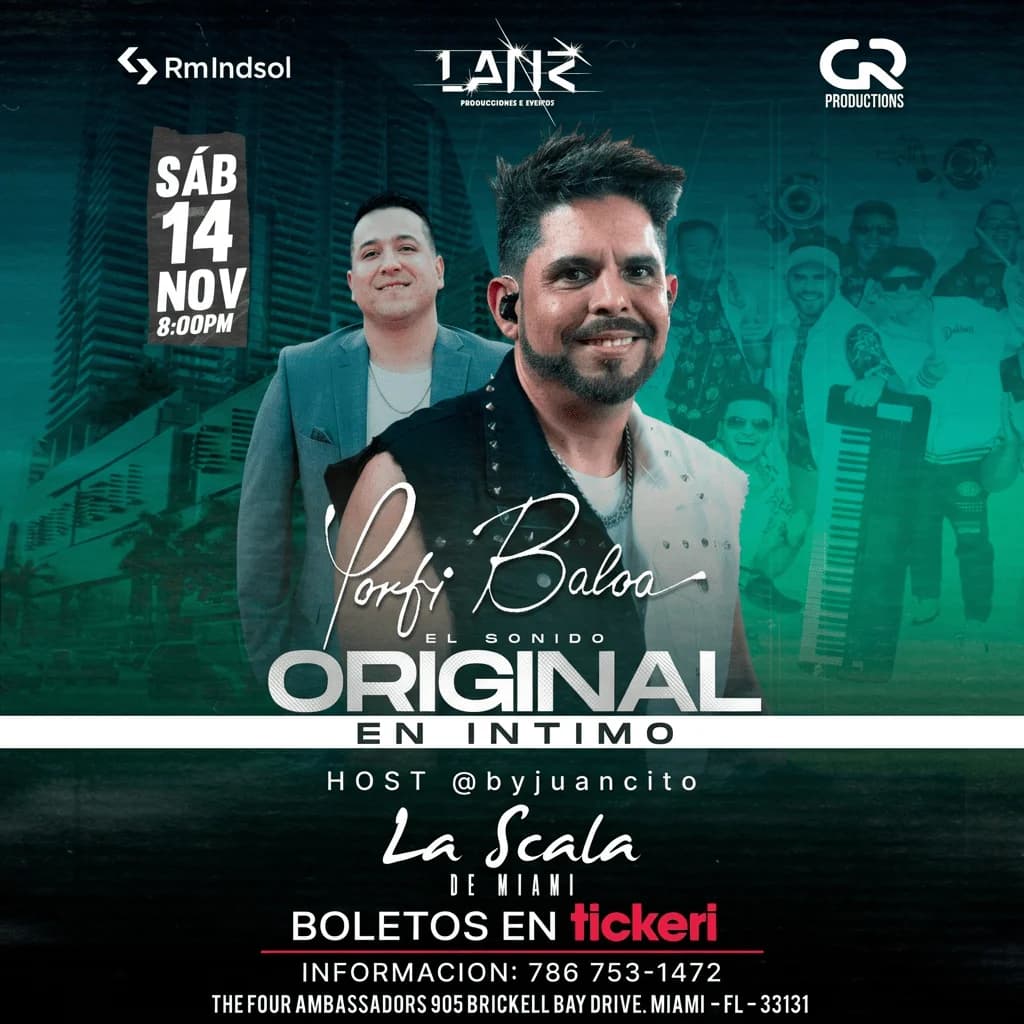 Porfi Baloa en Miami – El Sonido Original en Íntimo - Cierre de gira 2026