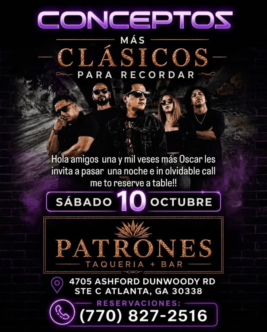 🔥 NOCHE DE DISCO CON CONCEPTOS EN PATRONES ATLANTA OCT 10🔥