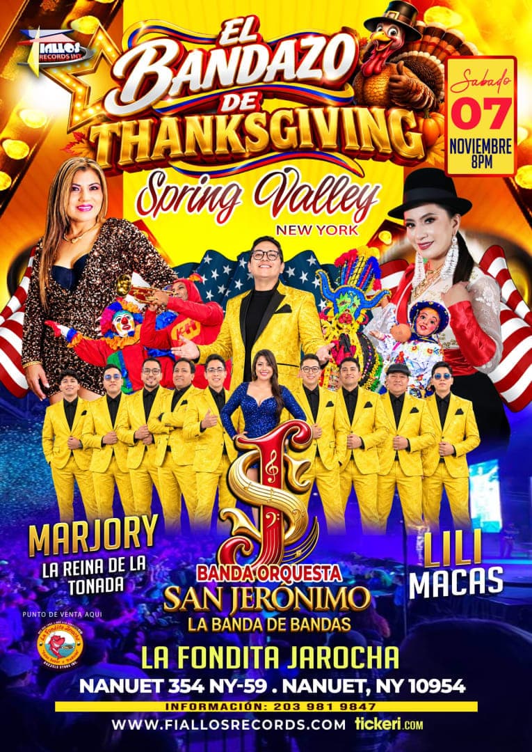 SPRING VALLEY NY l LLEGA LA BANDA ORQUESTA "SAN JERONIMO" LA BANDA DE BANDAS -MARJORY-LILI MACAS (EN CONCIERTO)