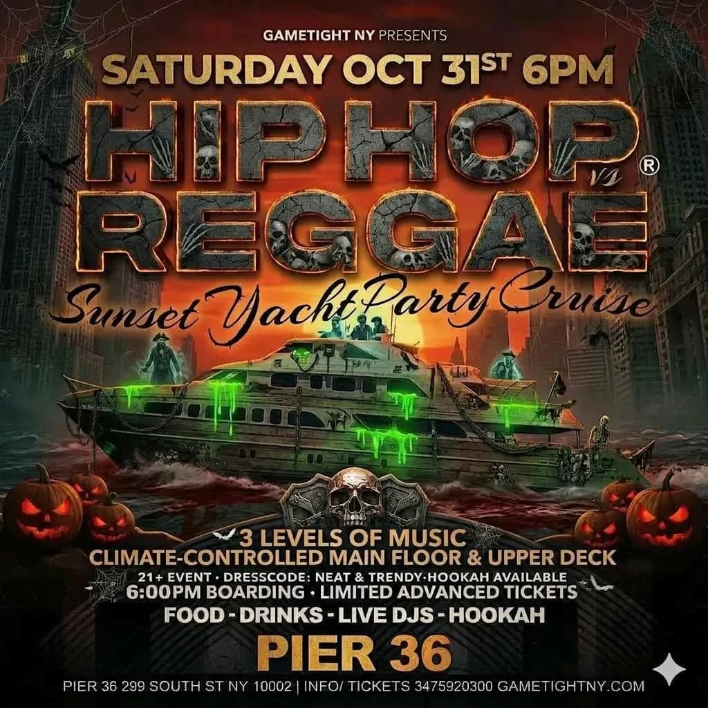 Halloween Hip Hop VS Reggae Sunset Cruise At Pier 36