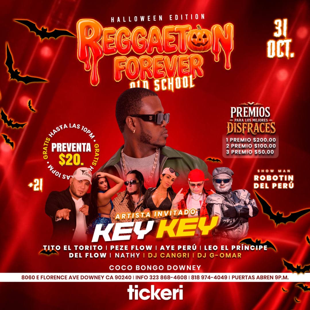 Reggaeton Forever Old school Halloween Edition con Key Key en Downey