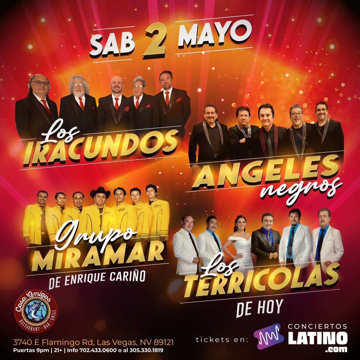Los Iracundos, Los Angeles Negros, Miramar y Los Terricolas en Vivo en Las Vegas