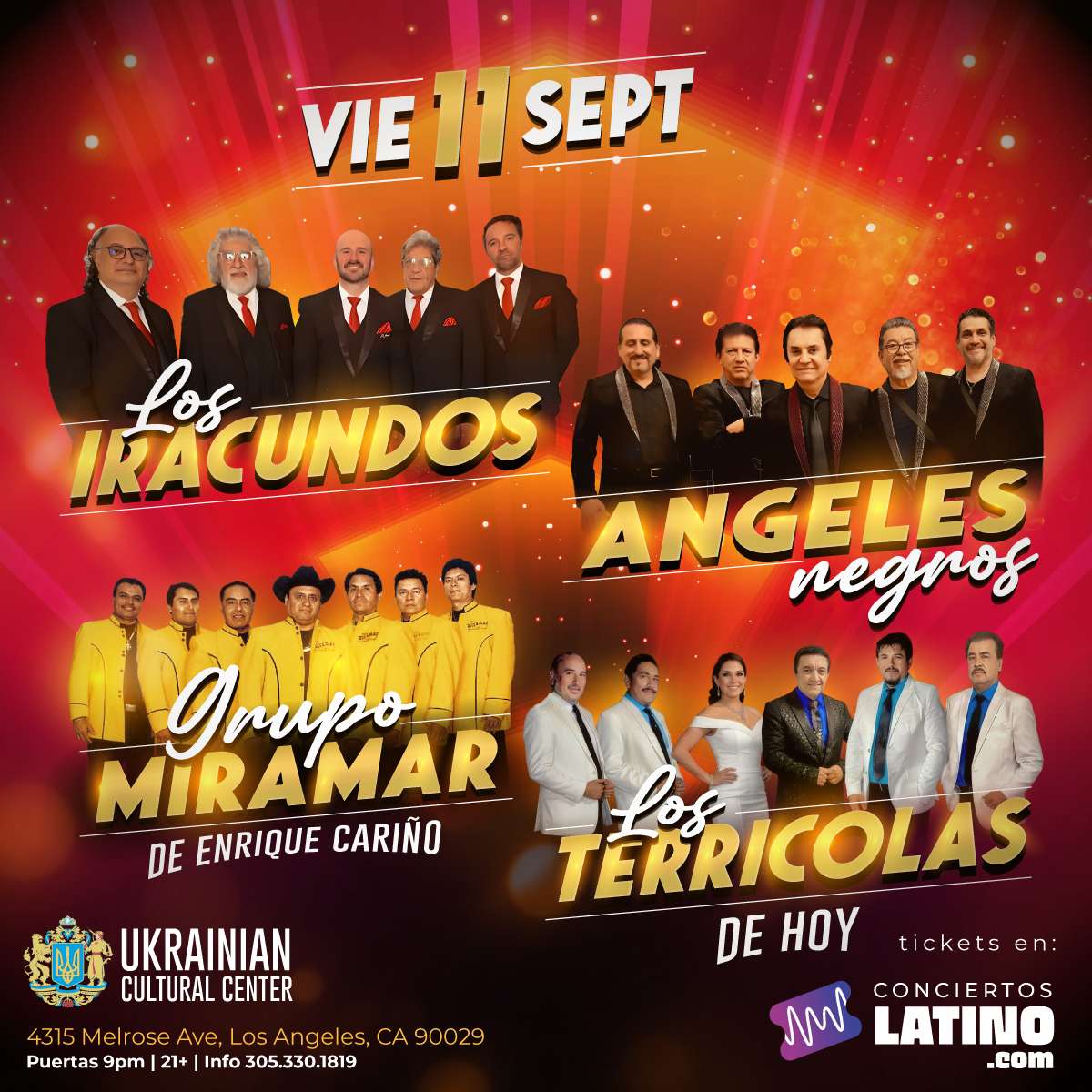 Los Iracundos, Los Angeles Negros, Miramar y Los Terricolas en Los Angeles