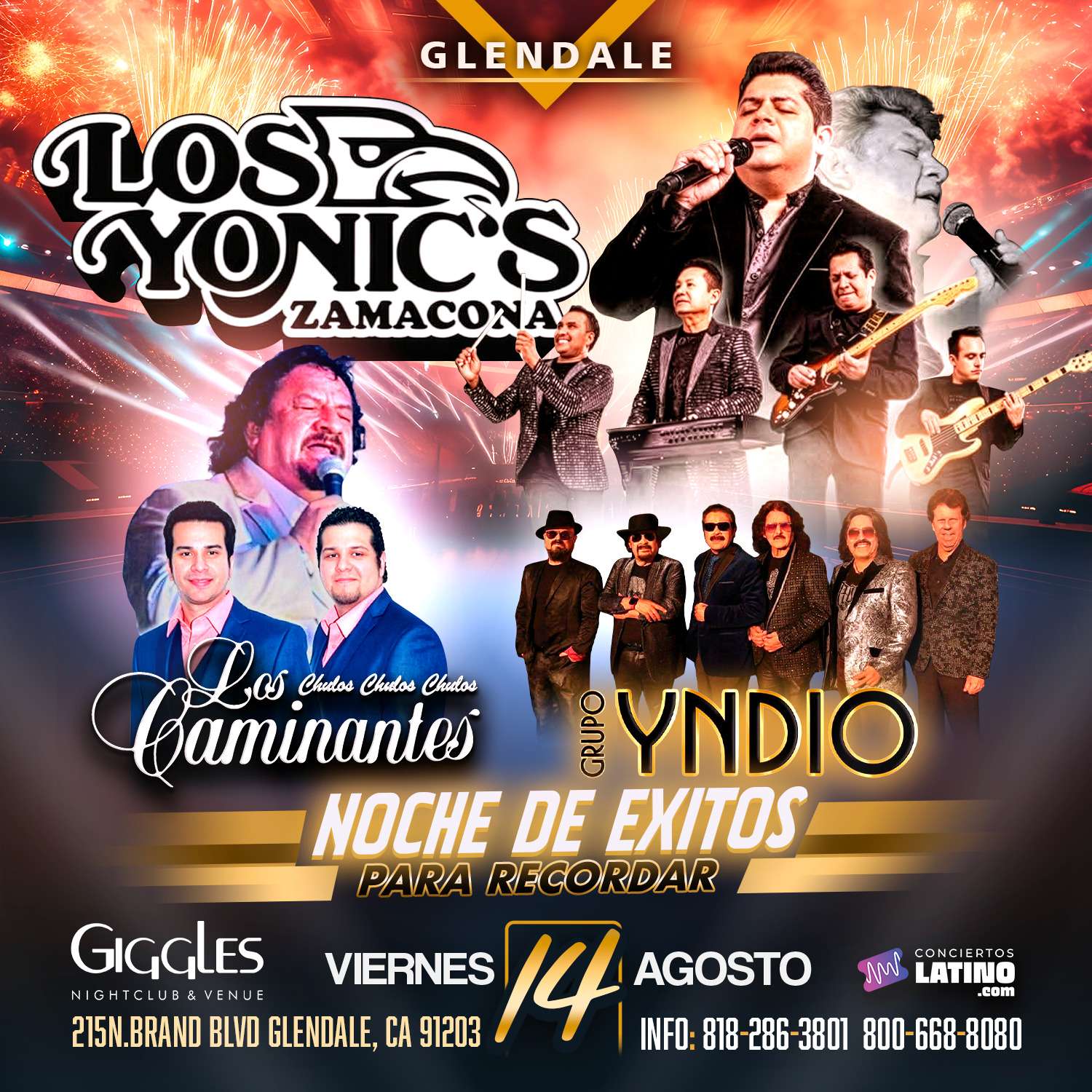 Los Yonic's, Los Caminantes y Grupo Yndio en VIVO en Los Angeles