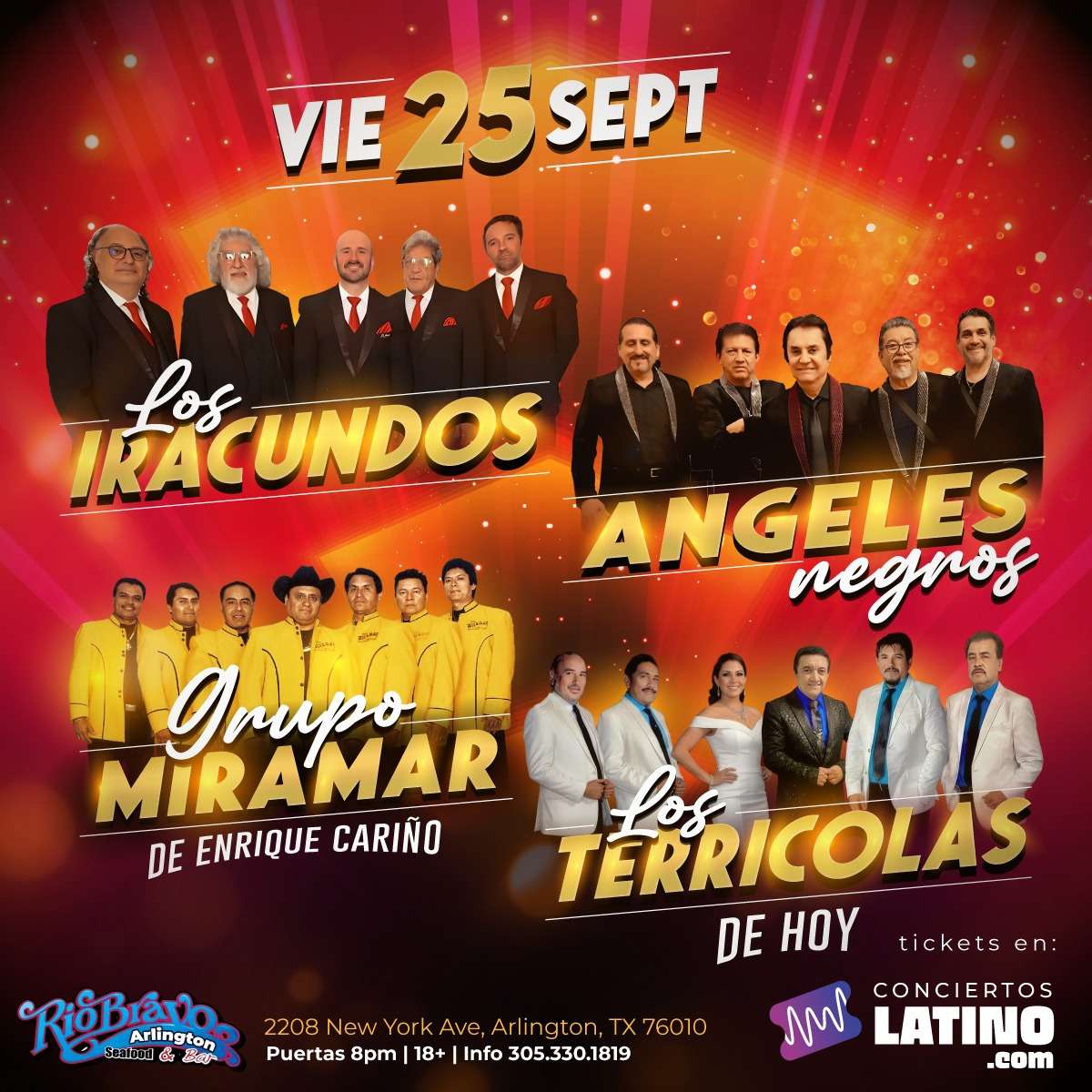 Los Iracundos, Los Angeles Negros, Miramar y Los Terricolas en Vivo en Dallas