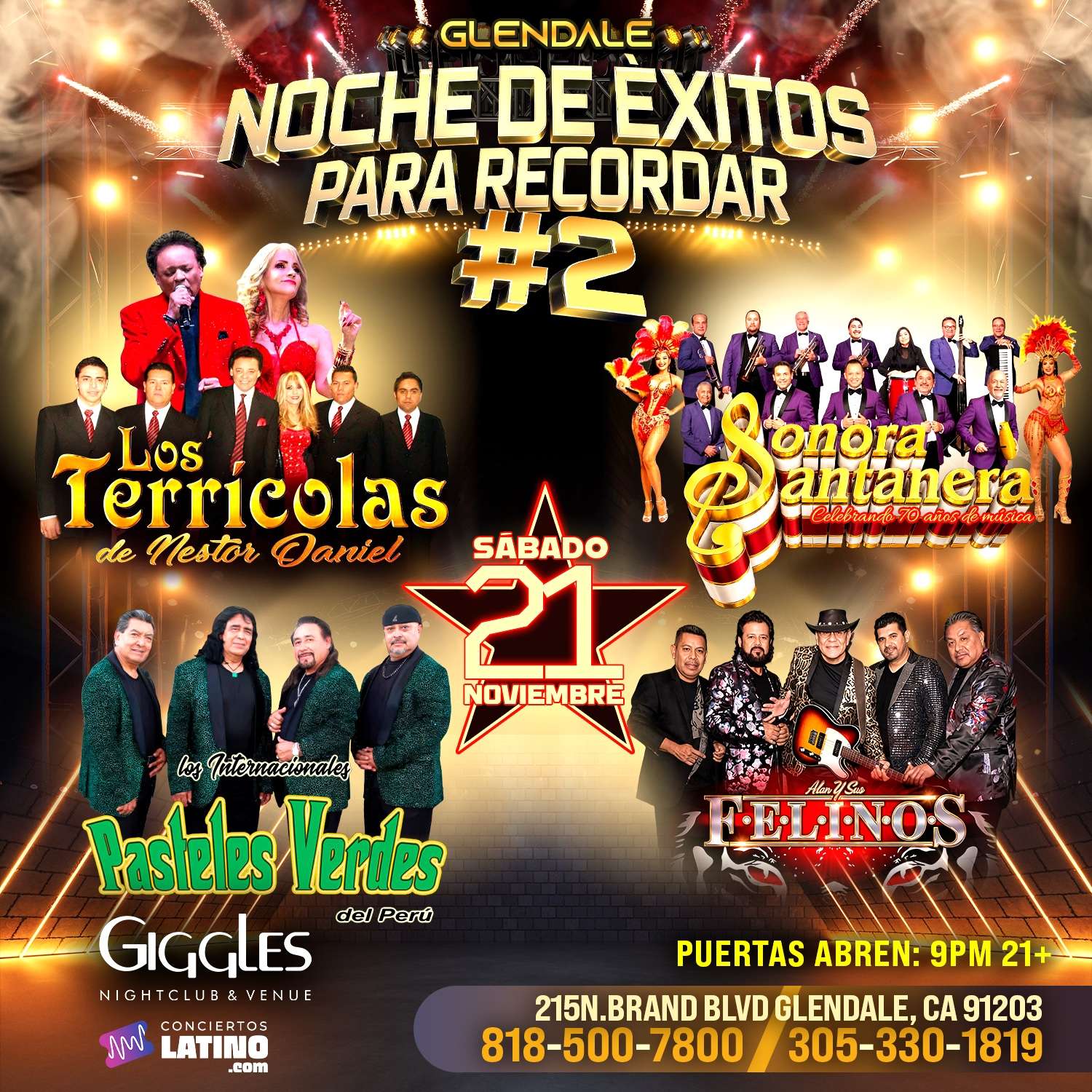 Noche de Exitos - Los Terricolas, Sonora Santanera, Los Pasteles Verdes y Alan y sus Felinos en Los Angeles