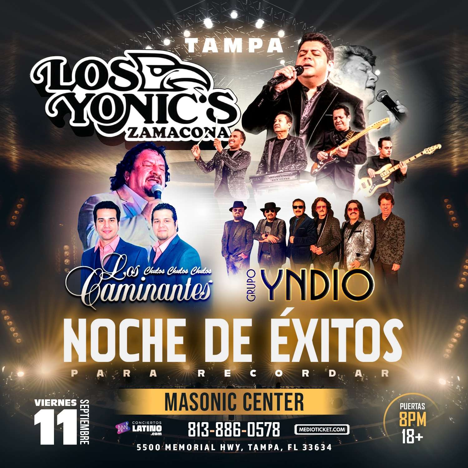 Los Yonic's, Los Caminantes y Grupo Yndio en Tampa