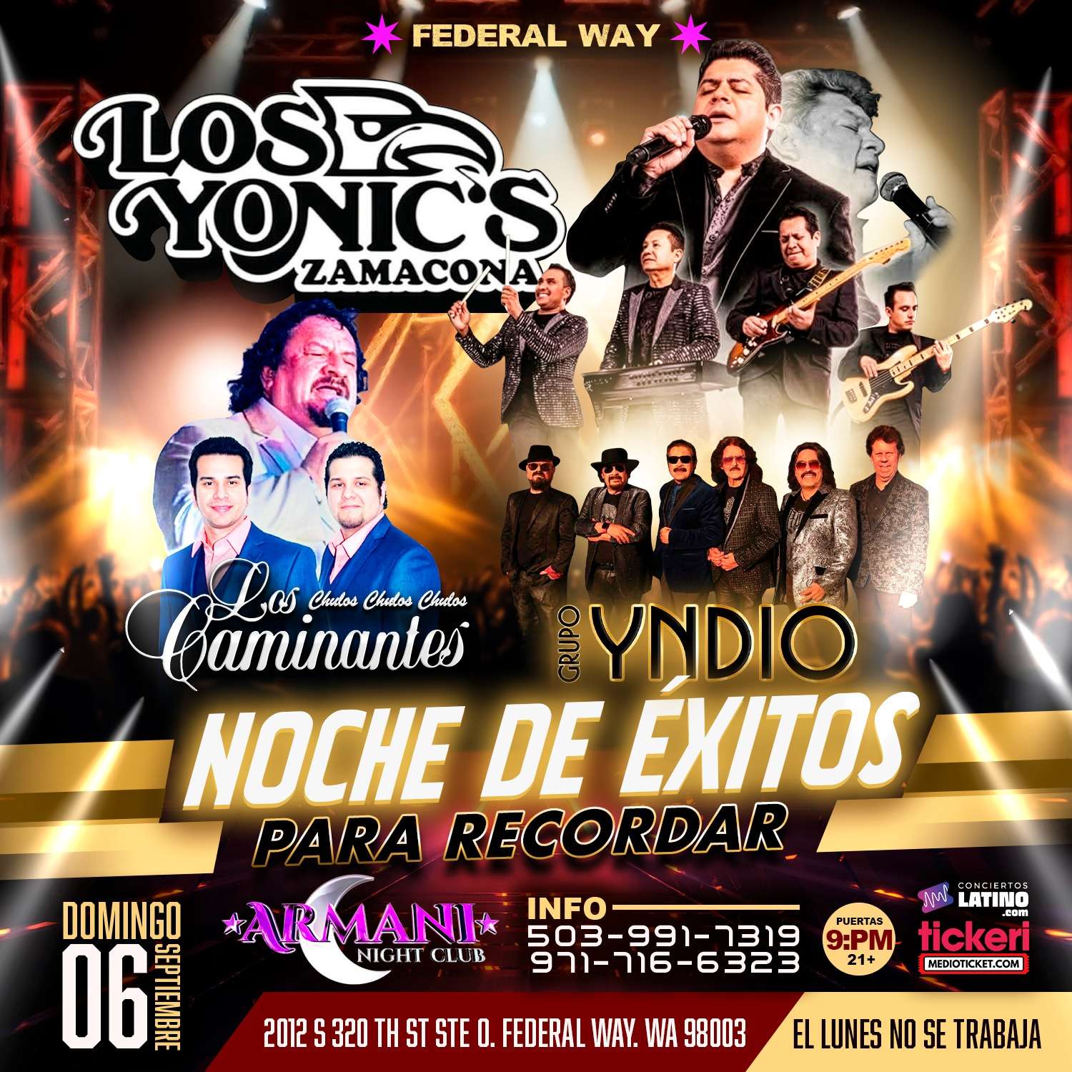 Los Yonic's, Los Caminantes y Grupo Yndio en Federal Way
