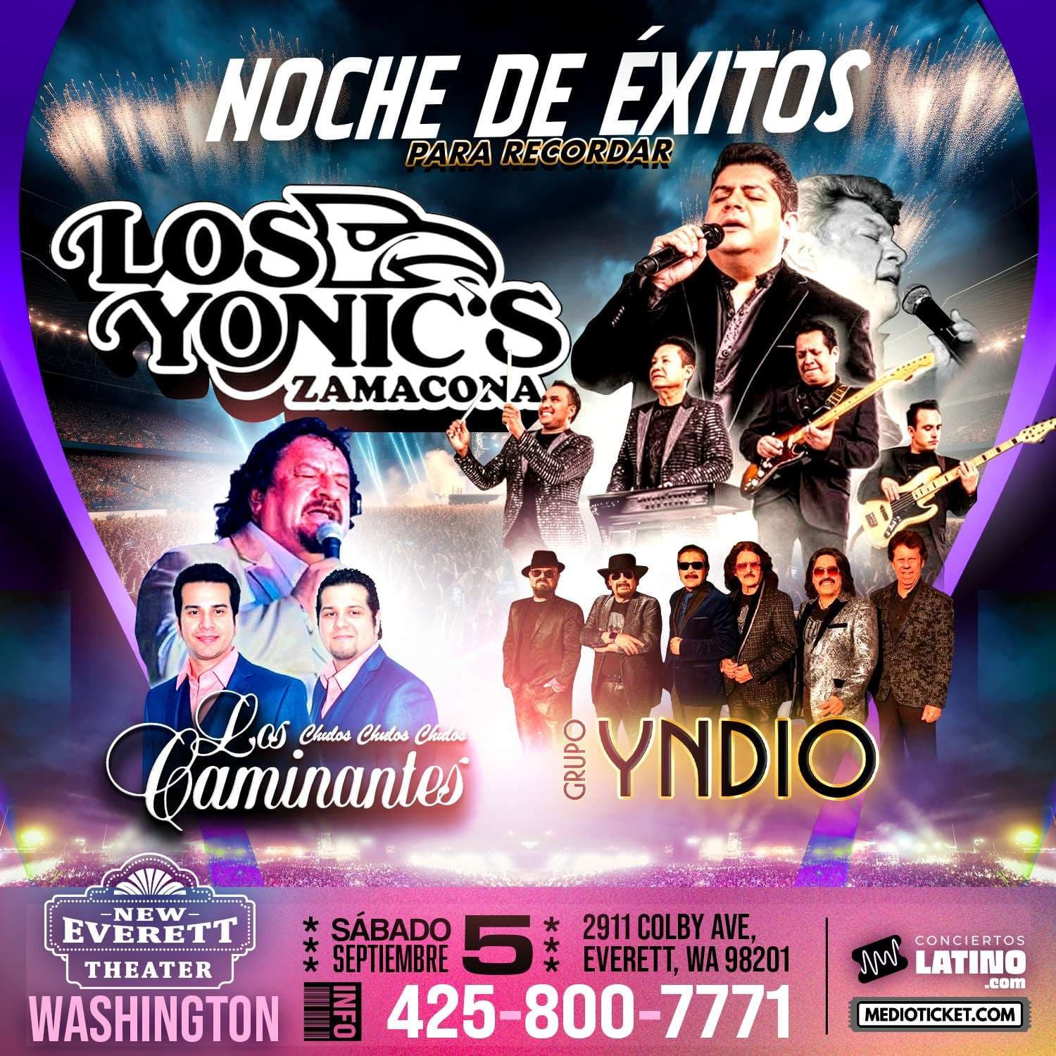 Los Yonic's, Los Caminantes y Grupo Yndio en VIVO en Seattle