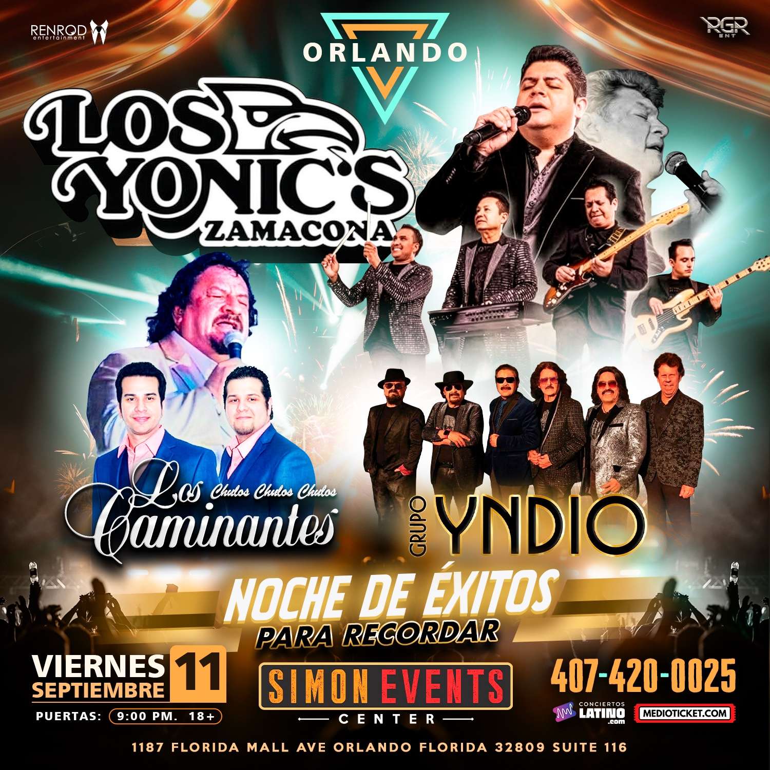 Los Yonic's, Los Caminantes y Grupo Yndio en Orlando